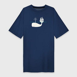 Женская футболка-платье Кит и корабль