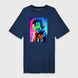 Женская футболка-платье Minecraft and cyberpunk - collaboration ai art