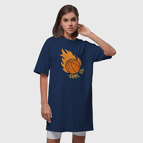 Женская футболка-платье Game on basketball / Тёмно-синий – фото 3