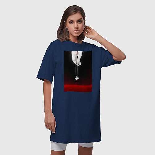 Женская футболка-платье Евангелион талисман Рей / Тёмно-синий – фото 3