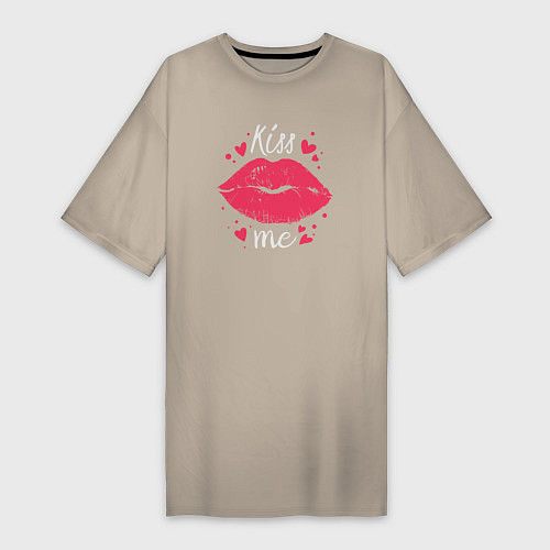 Женская футболка-платье Kiss me / Миндальный – фото 1