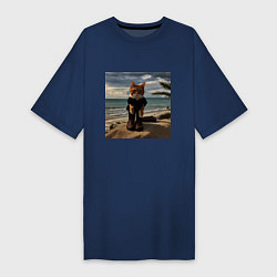 Женская футболка-платье Пляжный котик