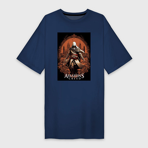Женская футболка-платье Assassins creed древний Рим / Тёмно-синий – фото 1