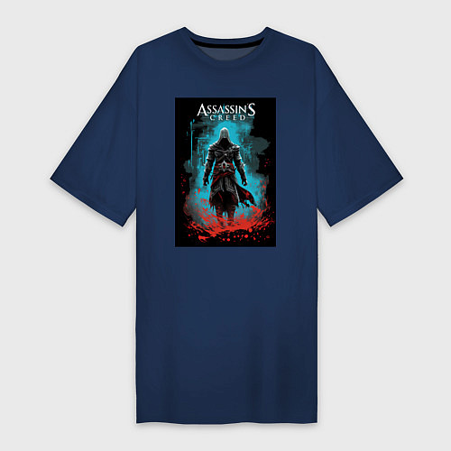 Женская футболка-платье Assassins creed тайное проклятье / Тёмно-синий – фото 1