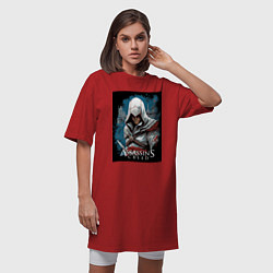Футболка женская-платье Assassins creed белый кинжал, цвет: красный — фото 2