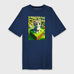 Женская футболка-платье Funny kitten - Minecraft ai art
