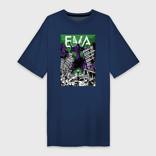 Женская футболка-платье Евангелион Синдзи / Тёмно-синий – фото 1