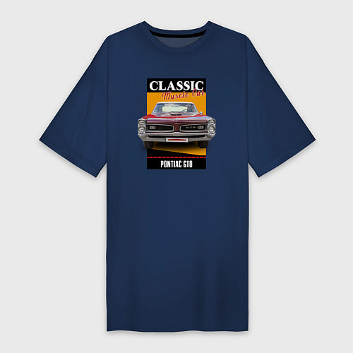 Женская футболка-платье Американский маслкар 60-х Pontiac GTO / Тёмно-синий – фото 1