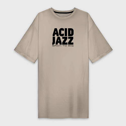 Женская футболка-платье Acid jazz in black / Миндальный – фото 1