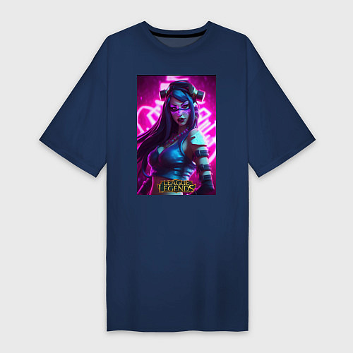 Женская футболка-платье League Of Legends Akali Kda / Тёмно-синий – фото 1