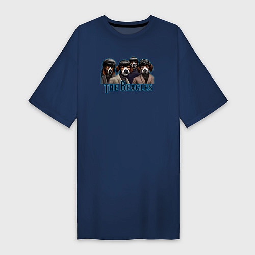 Женская футболка-платье Beatles beagles / Тёмно-синий – фото 1