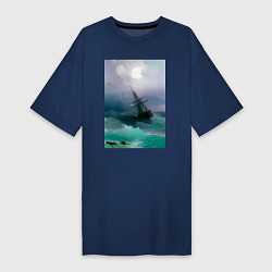 Женская футболка-платье Корабль среди бурного моря