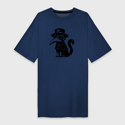 Женская футболка-платье Кот в маске чумного доктора