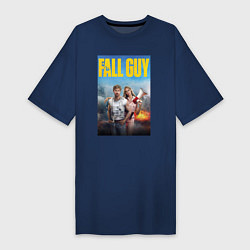 Футболка женская-платье Ryan Gosling and Emily Blunt the fall guy, цвет: тёмно-синий