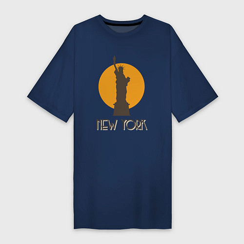 Женская футболка-платье Город Нью-Йорк / Тёмно-синий – фото 1