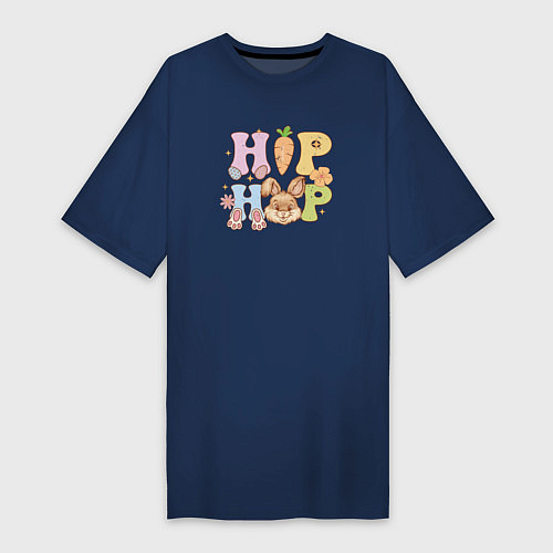 Женская футболка-платье Хип-Хоп / Тёмно-синий – фото 1