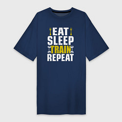 Женская футболка-платье Eat sleep train