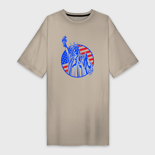 Женская футболка-платье USA statue of liberty / Миндальный – фото 1