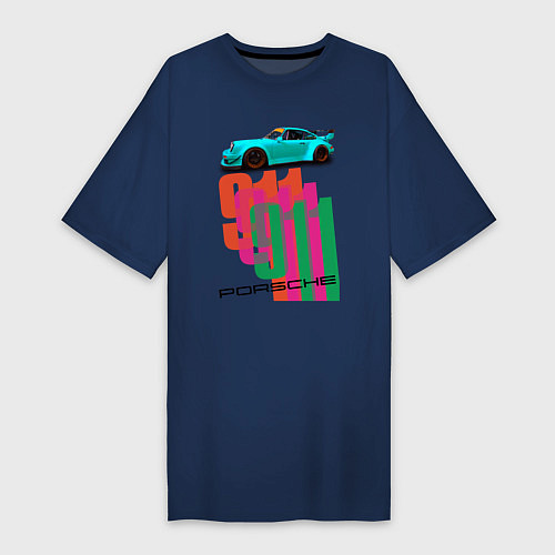 Женская футболка-платье Порше 911 спортивный немецкий автомобиль / Тёмно-синий – фото 1