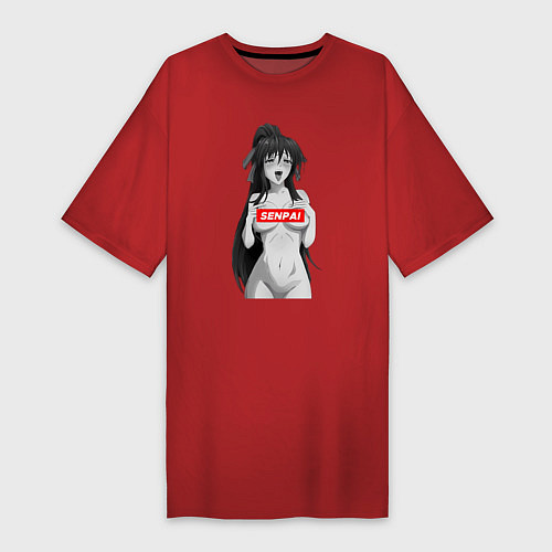 Женская футболка-платье Ахегао senpai nudity / Красный – фото 1