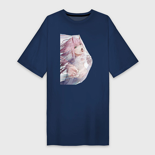 Женская футболка-платье Милый во Франксе Zero Two / Тёмно-синий – фото 1