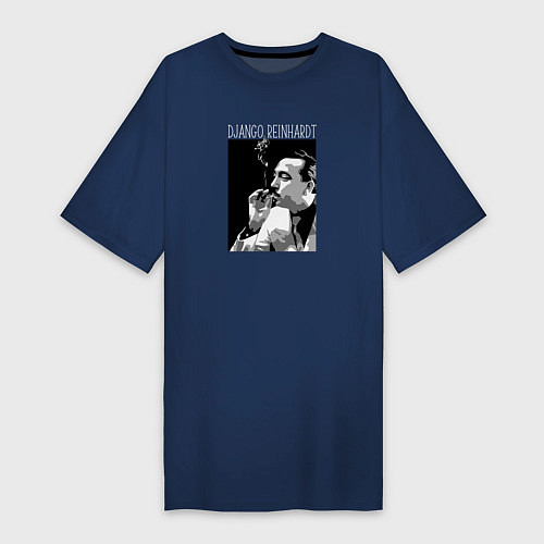 Женская футболка-платье Django Reinhardt legendary jazz guitarist / Тёмно-синий – фото 1