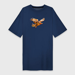 Женская футболка-платье Летящий орел и пейзаж