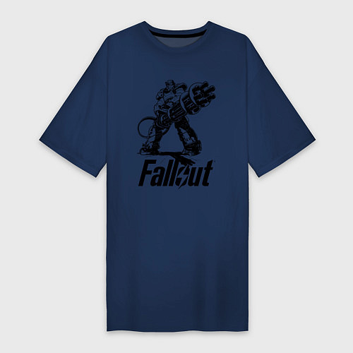 Женская футболка-платье Фоллаут - силовая броня / Тёмно-синий – фото 1