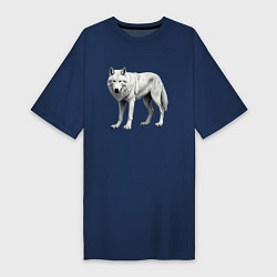 Женская футболка-платье Белый волк альфа