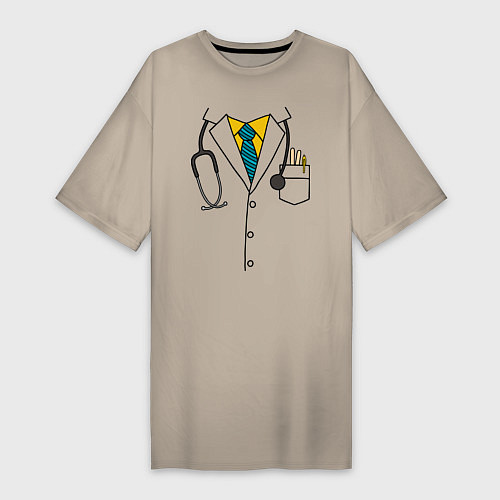 Женская футболка-платье Халат врача / Миндальный – фото 1
