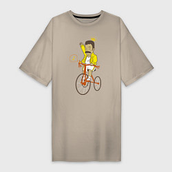 Футболка женская-платье Фредди на велосипеде, цвет: миндальный
