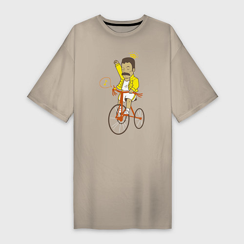 Женская футболка-платье Фредди на велосипеде / Миндальный – фото 1