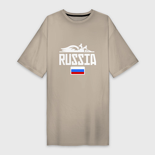 Женская футболка-платье Russia / Миндальный – фото 1