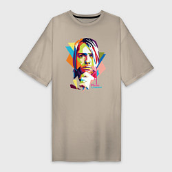 Футболка женская-платье Kurt Cobain: Colors, цвет: миндальный