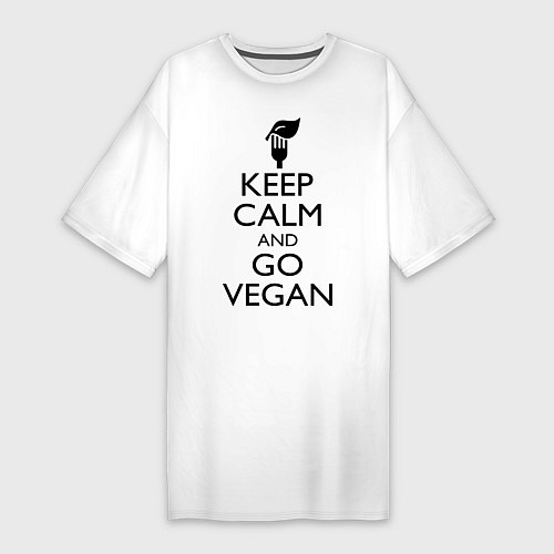 Женская футболка-платье Keep Calm & Go Vegan / Белый – фото 1