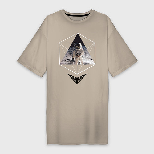 Женская футболка-платье Геометрический астронавт / Миндальный – фото 1