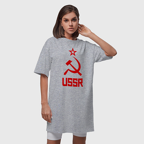 Женская футболка-платье СССР - великая держава / Меланж – фото 3