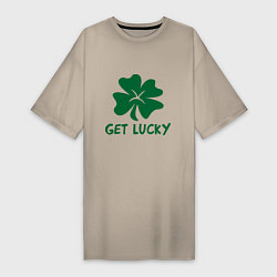 Футболка женская-платье Get lucky, цвет: миндальный