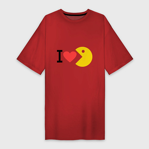 Женская футболка-платье I love Packman / Красный – фото 1