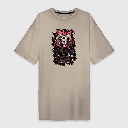 Женская футболка-платье Slipknot Pentagram / Миндальный – фото 1