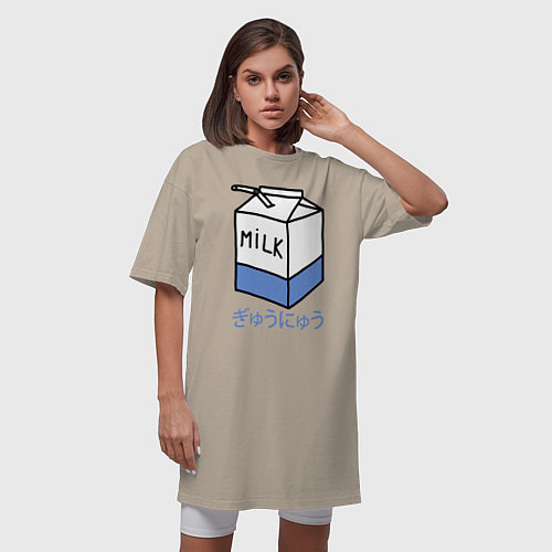 Женская футболка-платье White Milk / Миндальный – фото 3