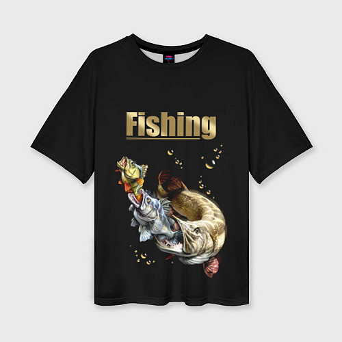 Женская футболка оверсайз Gold Fishing / 3D-принт – фото 1