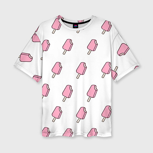Женская футболка оверсайз Мороженое розовое / 3D-принт – фото 1