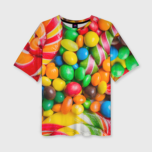 Женская футболка оверсайз Сладкие конфетки / 3D-принт – фото 1