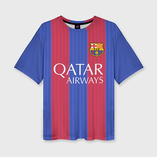 Женская футболка оверсайз FCB Messi: Qatar Airways / 3D-принт – фото 1