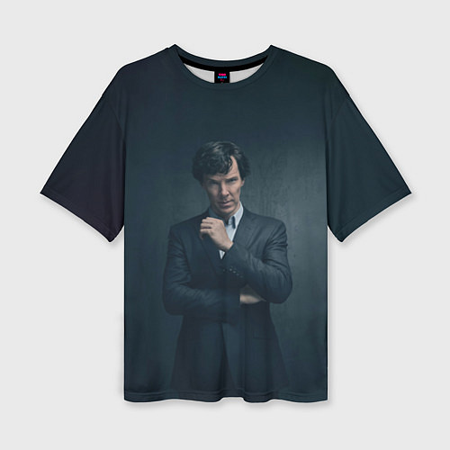 Женская футболка оверсайз Шерлок в костюме / 3D-принт – фото 1