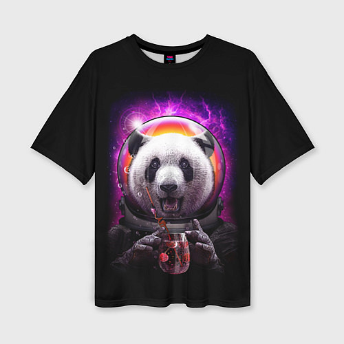 Женская футболка оверсайз Panda Cosmonaut / 3D-принт – фото 1