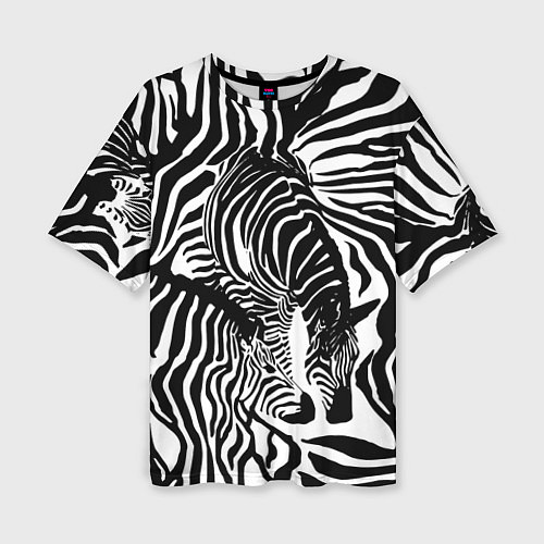 Женская футболка оверсайз Полосатая зебра / 3D-принт – фото 1