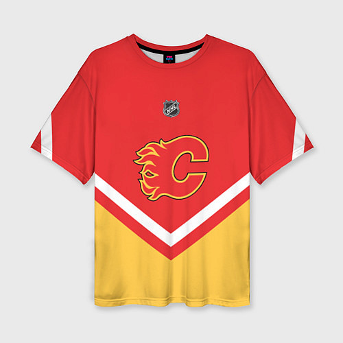 Женская футболка оверсайз NHL: Calgary Flames / 3D-принт – фото 1