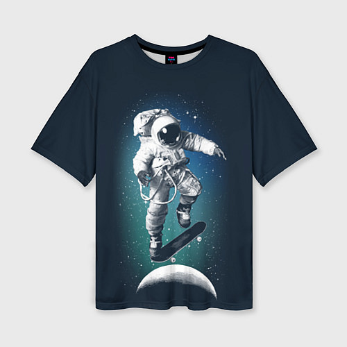 Женская футболка оверсайз Космический скейтбординг / 3D-принт – фото 1